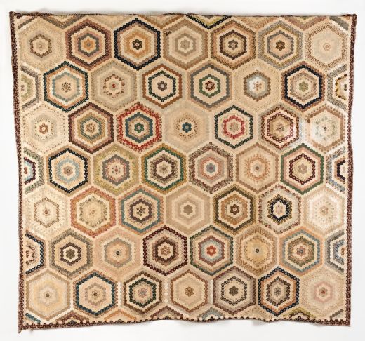 Early printed cottons hexagon coverlet