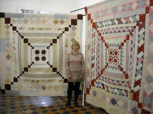 Linda and Quilts side by side