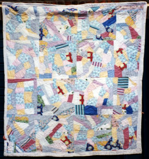 Crazy Blocks Red Cross Quilt