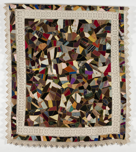 Crazy Patch Coverlet with Crochet Edging
