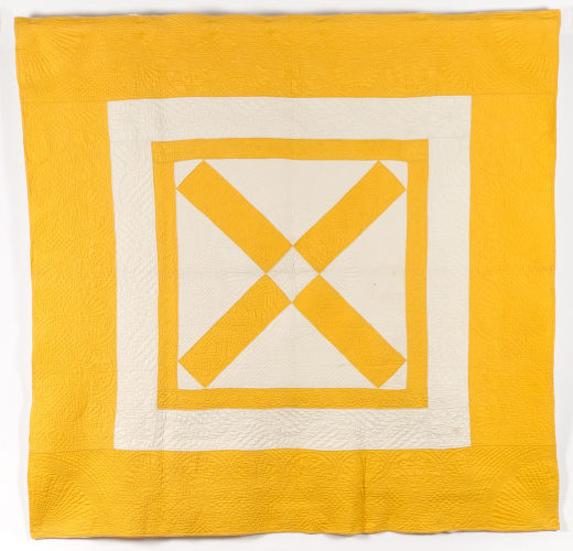 Yellow and White 'X' Wholecloth Quilt