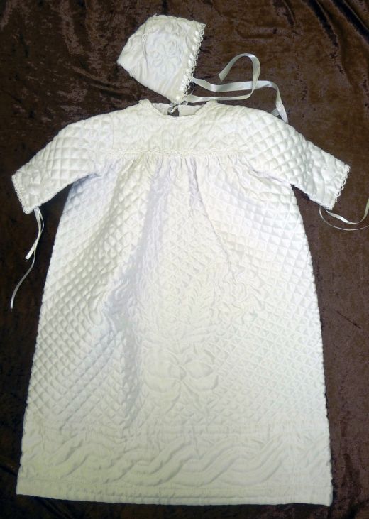 Quilted Christening Gown and Bonnet