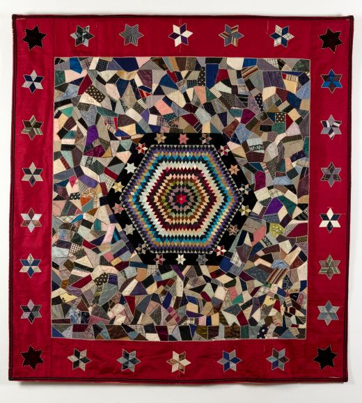 Silk Medallion Crazy Coverlet