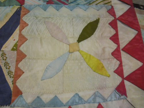 Applique four petal flower from the Mrs Fitzherbert Coverlet