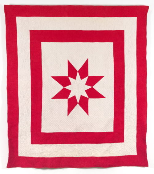 Turkey Red and White Sanderson Star Quilt